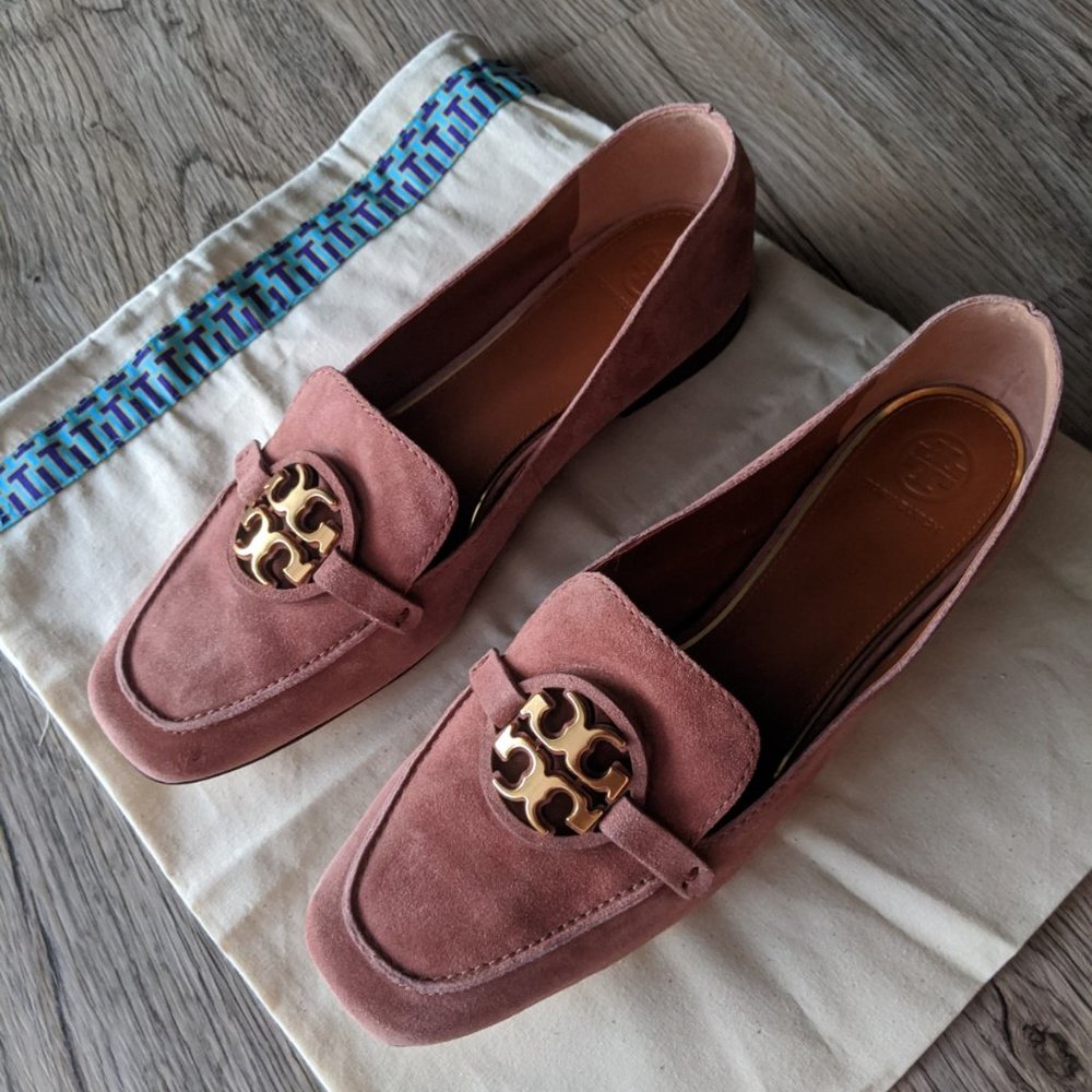 Tory Burch Miller Metal Suede Loafers  Size 10